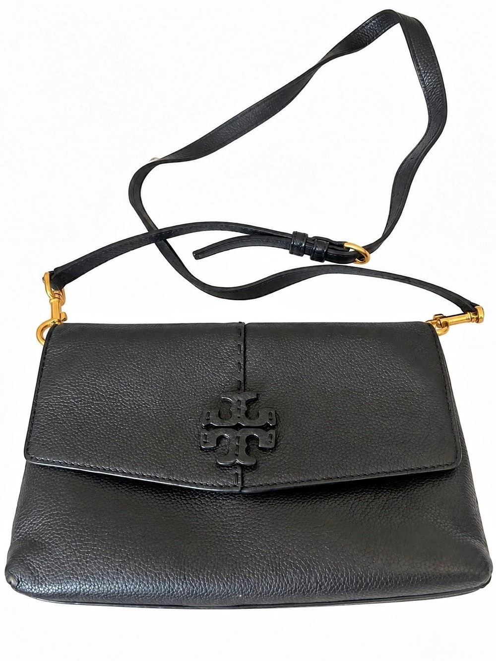 Tory Burch Amanda Fold-Over Crossbody Bag Black